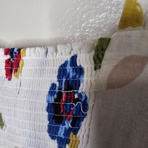 Lane Bryant 26 White Floral Dress Linen Blend Smocked Midi Cottage Sun Dress - Picture 8 of 9